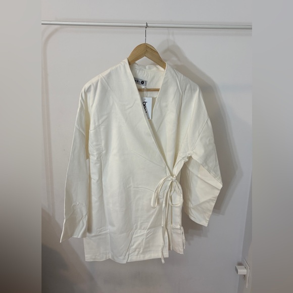 benin Jackets & Blazers - White Wrap Jacket